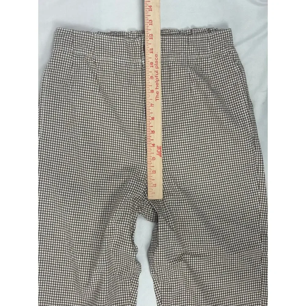 Free People Neutral Gingham Micro-Check Straight Leg Pants XS